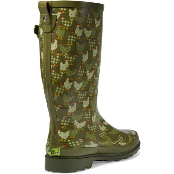 NEW Women's Unique Printed Tall 100% Waterproof Rain Boot Adjustable Strap - Picture 5 of 5